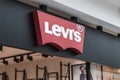 Levi Strauss Co is a privately held American clothing company. the levis logo above the entrance to the company store