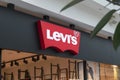 Levi Strauss Co is a privately held American clothing company. the levis logo above the entrance to the company store