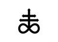 Satan`s cross , Leviathan Cross alchemical symbol for sulphur, associated with the fire and brimstone of Hell. isolated