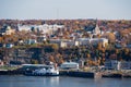 Levis city landscape. Fall foliage season in Quebec, Canada. Royalty Free Stock Photo