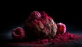 Levitating chocolate truffle ball, a sweet organic raspberry indulgence generated by AI