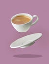 Levitating coffee cup Royalty Free Stock Photo