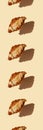 Levitating croissant beige seamless pattern vertical banner