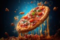 Levitating Delight: Tempting Pizza Suspended in Mid-Air, an Irresistible Culinary Spectacle