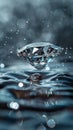 Levitating diamond over rippling water surface with light reflections Royalty Free Stock Photo