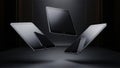 Levitating Digital Tablets on Dark Background Royalty Free Stock Photo