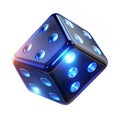 Levitating floating digital dice with glowing numbers