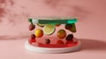 Levitating Fruits on a Modern Display with Pink Background and Shadows Royalty Free Stock Photo
