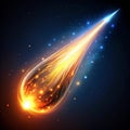 Levitating glowing comet with animated glowing tail