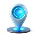 Levitating glowing location pin with animated map icon
