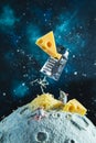 Levitating grater and a piece of cheese Royalty Free Stock Photo