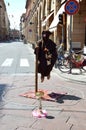 Levitating street performer