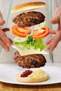 Levitating zero gravity burger Royalty Free Stock Photo