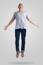 Levitation. Young Man Walking Jumping on Air Royalty Free Stock Photo