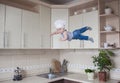 levitation of human effect. the boy Royalty Free Stock Photo