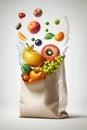 A levitation paper grocery bag filled with a colorful assortment