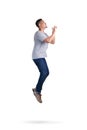 Levitation. Young Man Walking Jumping on Air Royalty Free Stock Photo