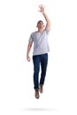 Levitation. Young Man Walking Jumping on Air Royalty Free Stock Photo