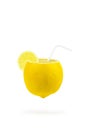 Levity lemon fruit cocktail floating in the air. Refreshing Lemonade concept. Food levitation or zero gravity Royalty Free Stock Photo