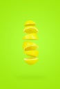 Levity lemon fruit floating in the air. Refreshing Lemonade concept. Food levitation or zero gravity conception Royalty Free Stock Photo