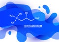 Levocarnitinum structural chemical formula with a blue liquid fluid gradient shape with copy space on white background Royalty Free Stock Photo