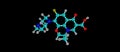 Levofloxacin acid molecular structure isolated on black