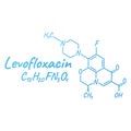 Levofloxacin antibiotic chemical formula and composition, concept structural medical drug, isolated on white background, vector