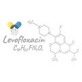 Levofloxacin antibiotic chemical formula and composition, concept structural medical drug, isolated on white background, vector