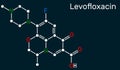 Levofloxacin, fluoroquinolone antibiotic molecule. It is used to treat bacterial sinusitis, pneumonia. Skeletal chemical formula o