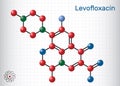 Levofloxacin, fluoroquinolone antibiotic molecule. It is used to treat bacterial sinusitis, pneumonia. Structural chemical formula