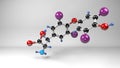 Levothyroxine molecule 3D render illustration.