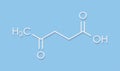 Levulinic acid molecule. Made by degradation of cellulose, potential precursor to biofuels. Skeletal formula.