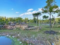 Lewa Savanna landscape - Landschaft von der Lewa Savanne or La savana Lewa - The Zoo ZÃÂ¼rich Zuerich or Zurich, Switzerland Royalty Free Stock Photo