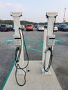 Lewes, Delaware, U.S.A - June 18, 2023 - The dual PowerCharge station for electric vehicle