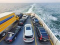 Lewes, Delaware, U.S - June 18, 2023 - Vehicles parked on the Lewes - Cape May ferry