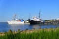 Lewes, Delaware, U.S - September 7, 2020 - Two large ships on the bay