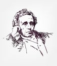 Lewis Carroll vector sketch illustration portrait