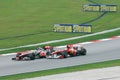 Lewis Hamilton pushed by Fernando Alonso Royalty Free Stock Photo