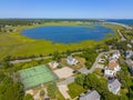 Lewis Pond aerial view, Cape Cod, MA, USA Royalty Free Stock Photo