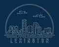 Lexington - Cityscape with white abstract line corner curve modern style on dark blue background, building skyline city vector