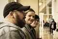 Lexington, KY US - March 10, 2018 - Lexington Comic & Toy Con Convention goers take a break from the action on a window sill