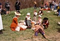 Colonial women and children have lunch on the grass outside the Captain William Smith house 2