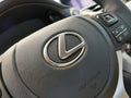 A Lexus steering wheel at a dealership in Orlando, Florida