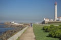 Geral view at the center marginal avenue with a lighthouse, typical Portuguese architecture, with details and very particular fram