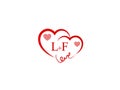 LF Initial heart shape Red colored love logo