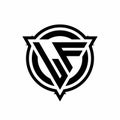 LF logo with triangle shape and circle with outline rounded design template Royalty Free Stock Photo