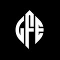 LFE circle letter logo design with circle and ellipse shape. LFE ellipse letters with typographic style. The three initials form a Royalty Free Stock Photo
