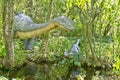 Lifesize Sculptures Of A Saltasaurus Dinosaur Mother And Baby Royalty Free Stock Photo