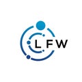 LFW letter technology logo design on white background. LFW creative initials letter IT logo concept. LFW letter design