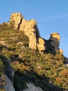 Lg Grouped Statues Stone Formations from Ocean Water Erosion Cliffside mountain Arizona Blue Sky Natural Photography